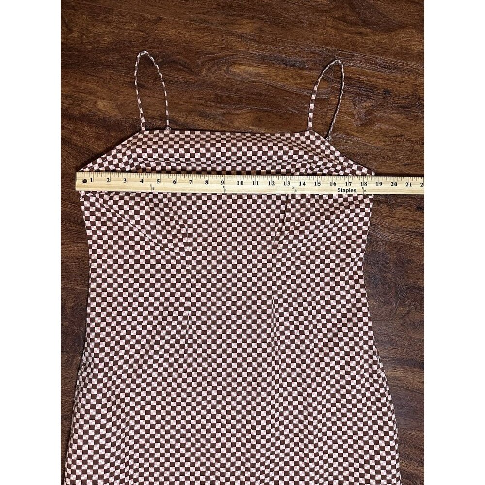 NWT LEVI'S Mini Dress L Brown/Pink Multicolor Check Adj. Spag. Straps w/pockets - Picture 5 of 13